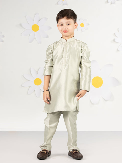 Boy's' Mint Green Jodhpuri, Kurta And Pyjama Set